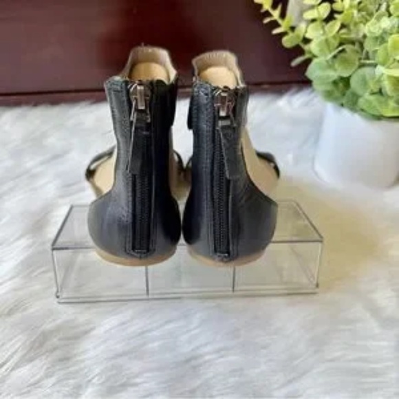 Franco Sarto Judy Minimalist T-Strap Open Toe Leather Sandals Black/Tan Size 7 - Picture 8 of 10